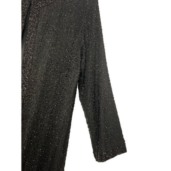 Stenay Woman 3X Black Beaded Open-Front Silk Jacket Polyester Lining 3/4Sleeves - Picture 7 of 16
